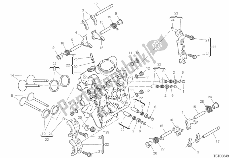 Todas as partes de Cabeça Horizontal do Ducati Diavel 1260 S Brasil 2020